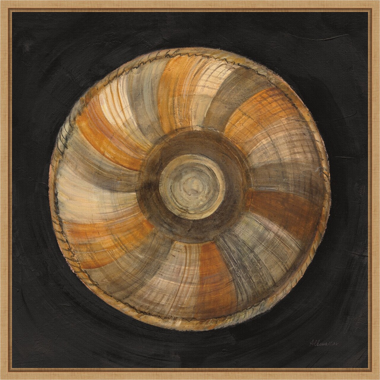 Woven Beauty II on Black by Albena Hristova 16-in. W x 16-in. H. Canvas Wall Art Print Framed in Natural